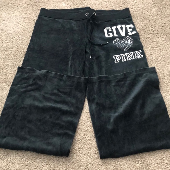 PINK Victoria's Secret Pants - PINK grey velour Flare leg pants Sz L